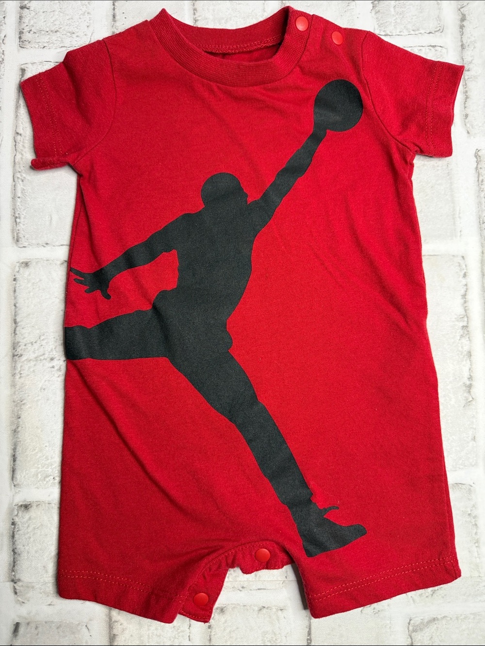 Jordan Red Baby Romper with Black Jumpman Graphic